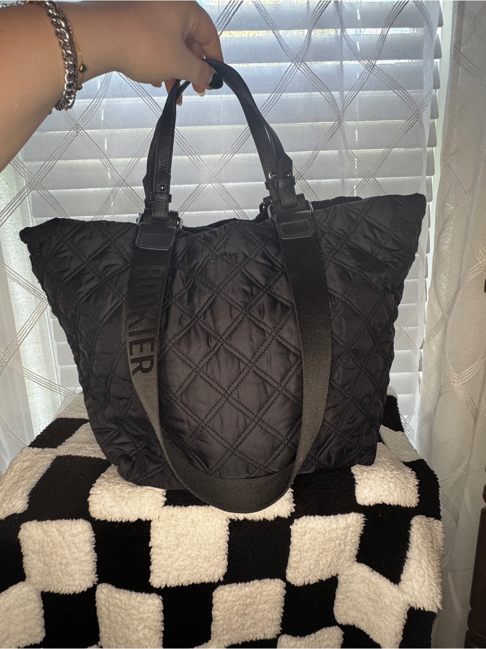 NWT Botkier Carlisle Quilted Mid Tote Black Nylon Shoulder Bag
